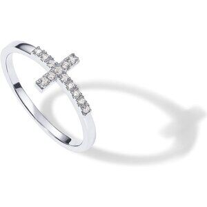 Women Silver Plated CZ Cross Ring Eternity Promise for Her Infinity Band Ring